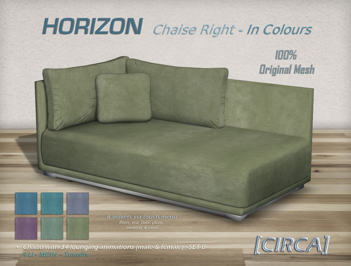 [CIRCA] Pkg - "Horizon" Chaise Right - In Colours