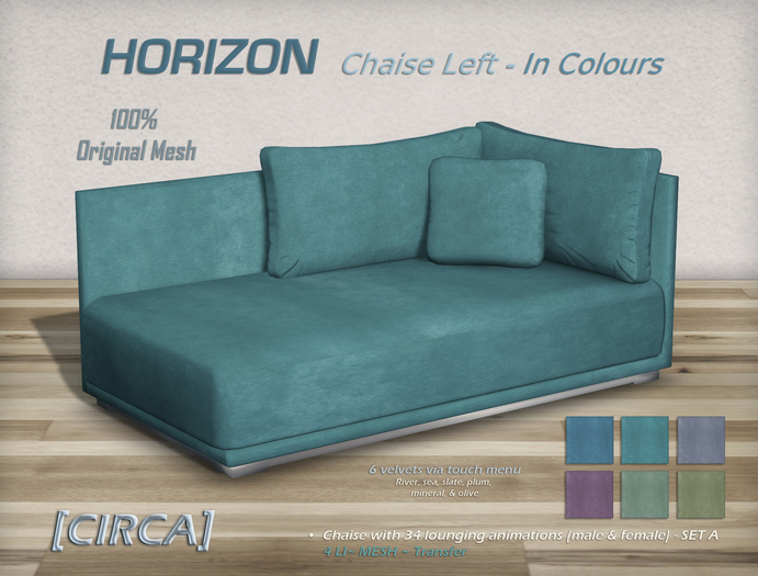 [CIRCA] Pkg - "Horizon" Chaise Left - In Colours