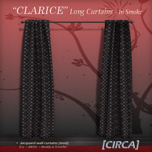[CIRCA] Pkg - "CLARICE" Long Curtains - In Smoke