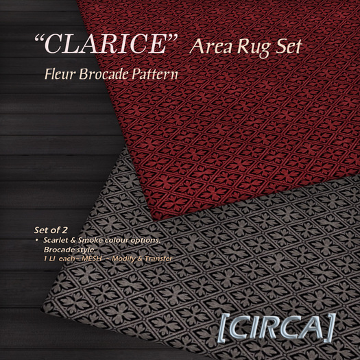 [CIRCA] - "CLARICE" Area Rug Set - Fleur Pattern