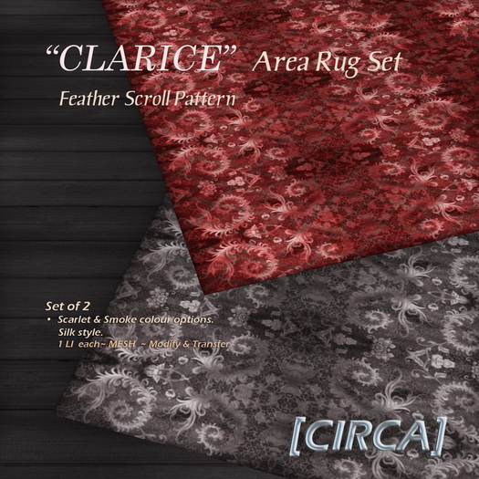 [CIRCA] - "CLARICE" Area Rug Set - Feather Scroll