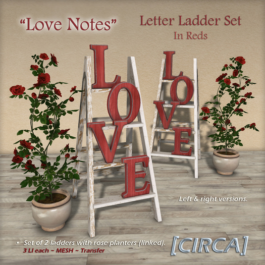 [CIRCA] - "Love Notes" - Letter Ladder Set - In Reds