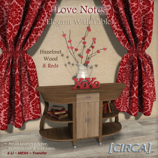 [CIRCA] Pkg - "Love Notes" - Elegant Wall Table - Reds