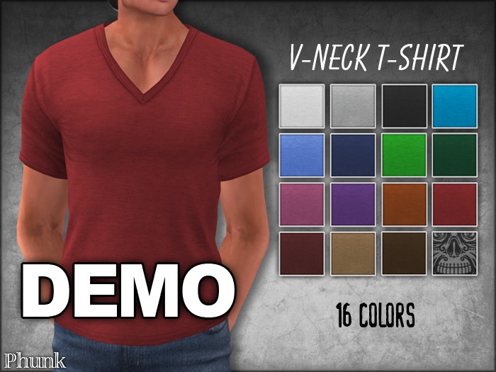 DEMO [Phunk] Mens V-neck T-shirt (16 Colors)