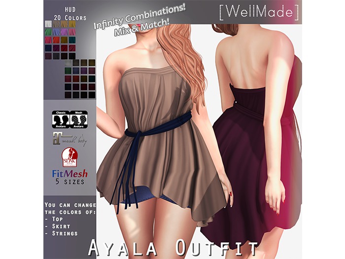 [WellMade] Ayala Outfit - HUD 20 Colors