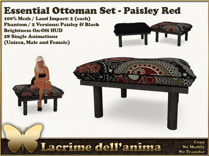 Essential Ottoman - Paisley Red