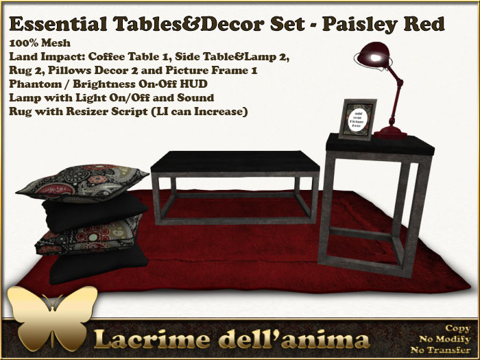 Essential Tables&Decor Set - Paisley Red