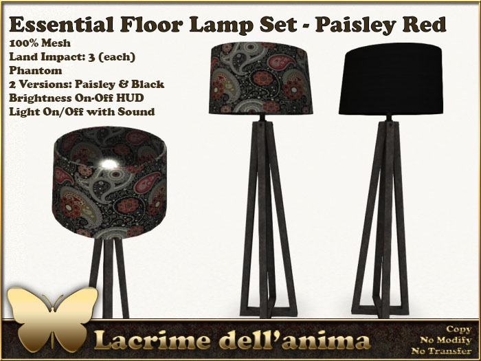 (BOX) Essential Floor Lamp Set - Paisley Red