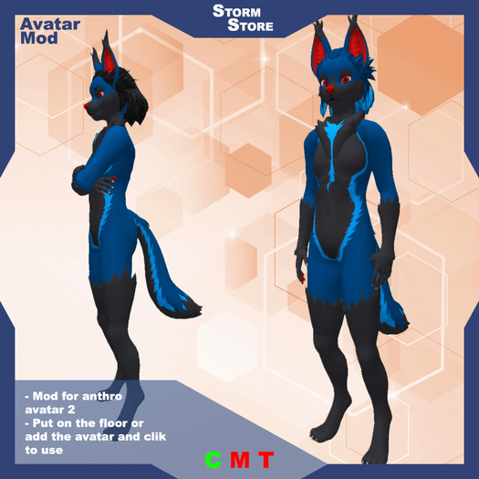 Second Life Marketplace mod avatar anthro 2 blueblack