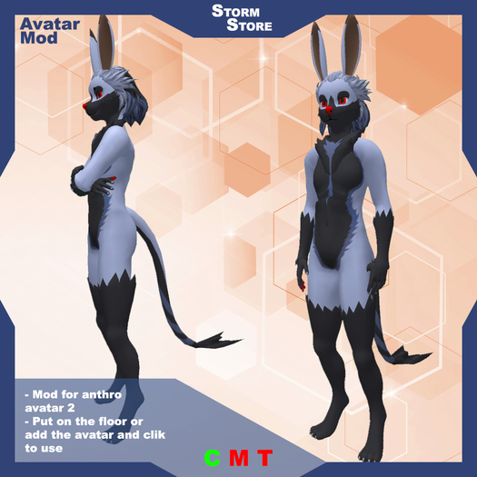 Second Life Marketplace mod anthro avatar 2 silverblack