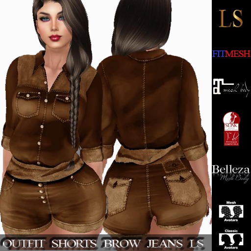 OUTFIT SHORTS BROW JEANS LS