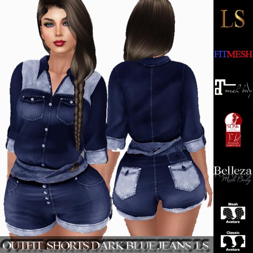 OUTFIT SHORTS DARK BLUE JEANS LS