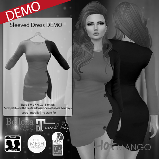 :::DEMO HOT MANGO SLEEVED DRESS SALMON FITTED