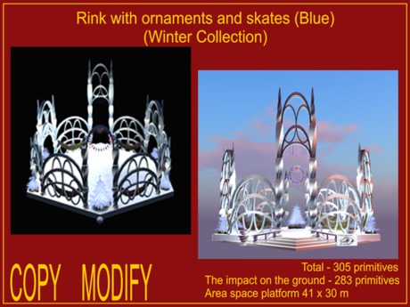 Second Life Marketplace - Rink with ornaments and skates (Blue)