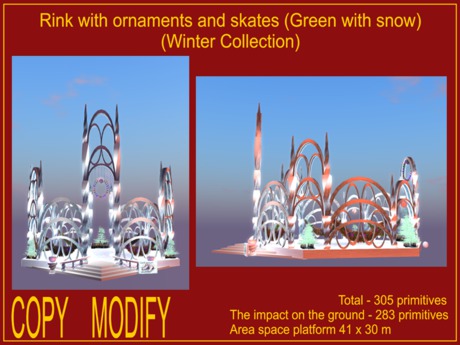 Second Life Marketplace - Rink with ornaments and skates (Green in the ...