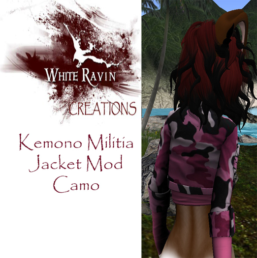 White Ravin Creations - Pink Camo Kemono Jacket Mod