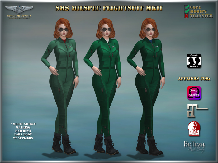 SMS Milspec Flightsuit MkII (female) - GREEN 3-Pack