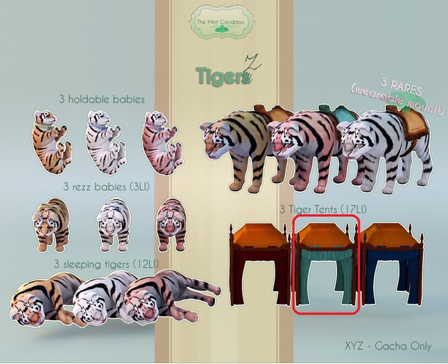 .TMC. Tigerz Gacha - Tigers Tent Gold/Mint BOX