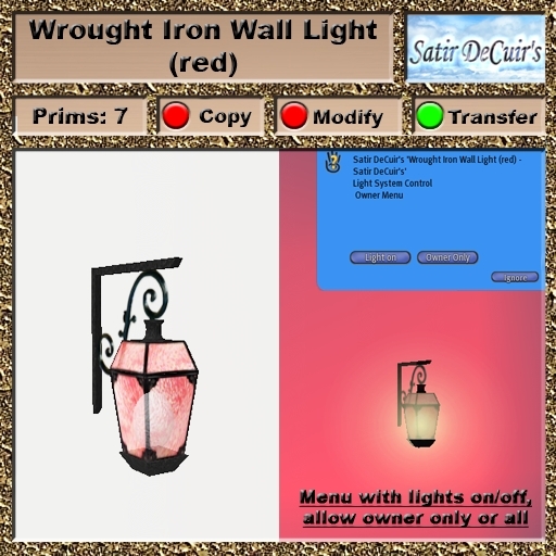 Wrought Iron Wall Light (red)