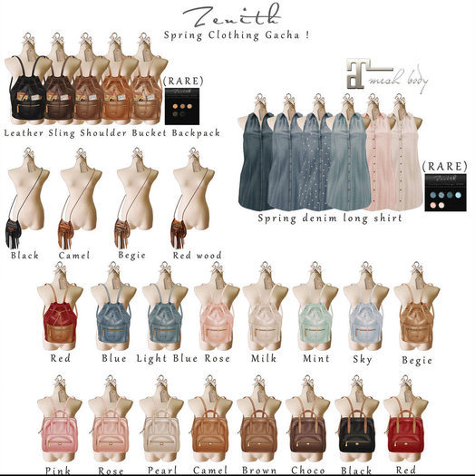 =Zenith=Leather Sling Shoulder Bucket Backpack (Blue)