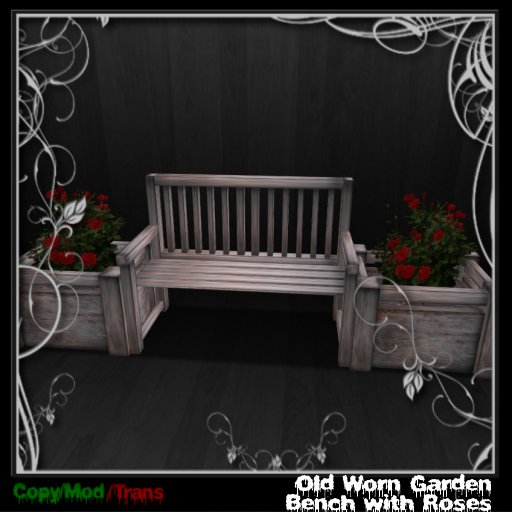 A Netherworld -  Old Worn Garden Bench with Roses