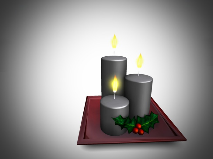 Christmas Candle Plate - silver