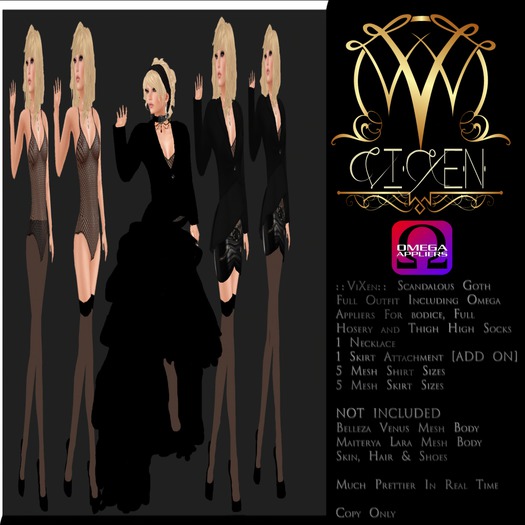 ::ViXen:: Scandalous Goth Outfit - Omega Appliers Included!