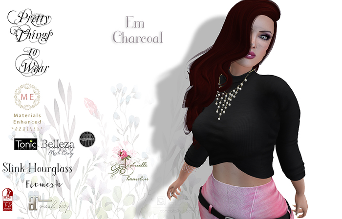 .::Pretty Things::. Em 3/4 Sleeve  Sweater - Charcoal