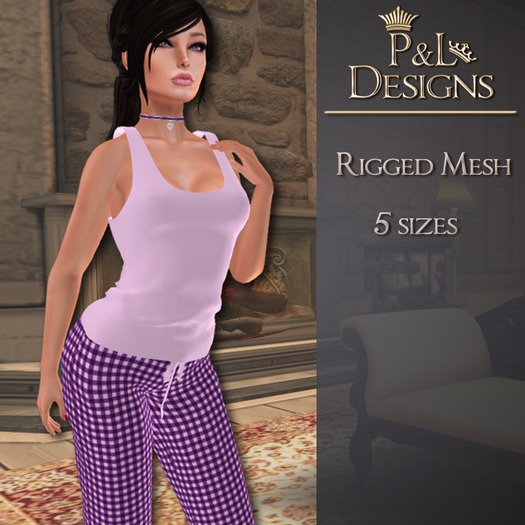 [P&L] - Gingham Pajama Set - Purple