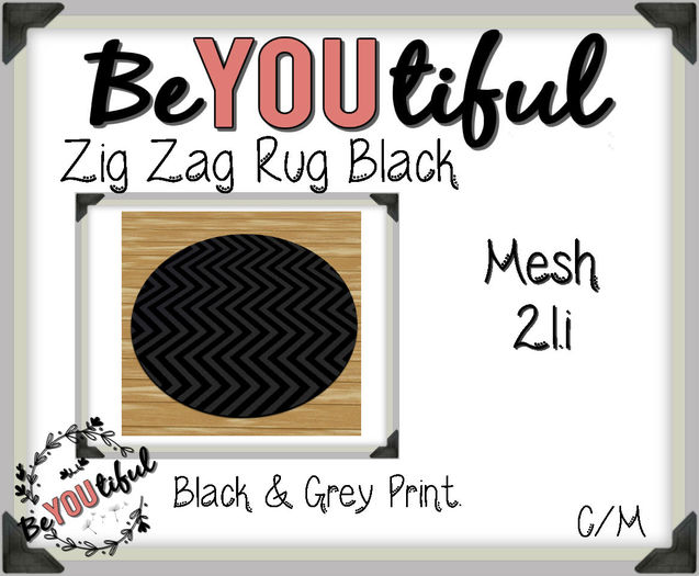 BeYouTiful} Zig Zag Rug Black