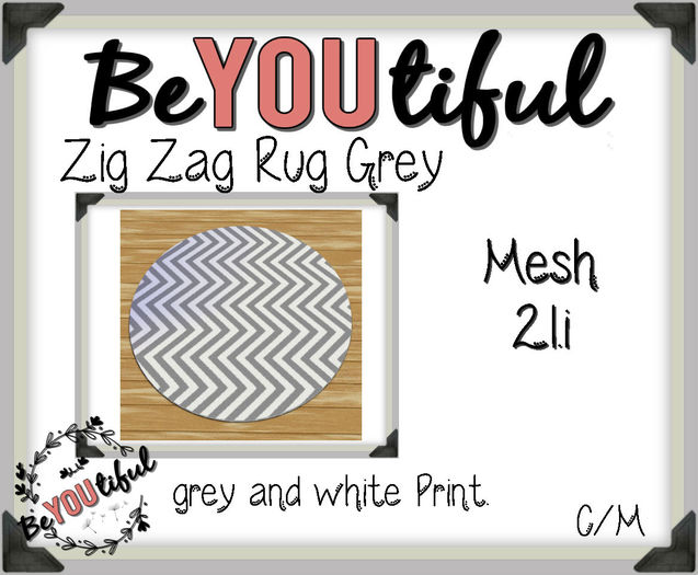BeYouTiful} Zig Zag Rug Grey