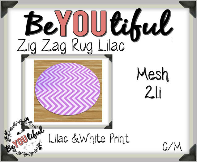 BeYouTiful} Zig Zag Rug Lilac