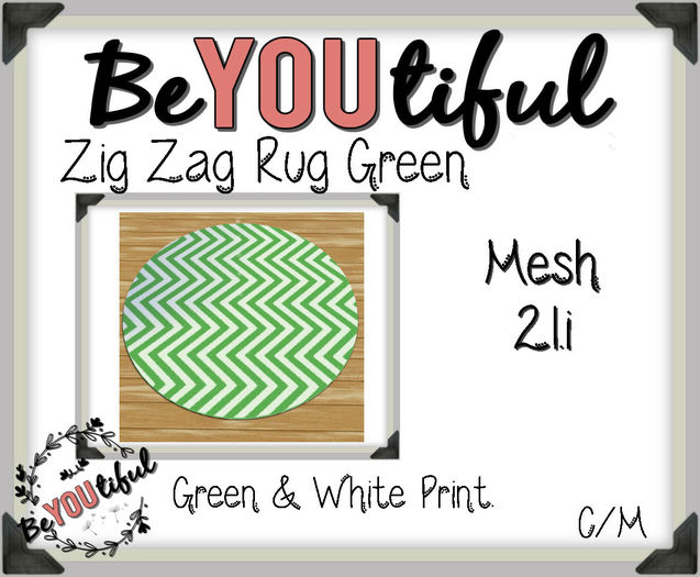 BeYouTiful} Zig Zag Rug Green