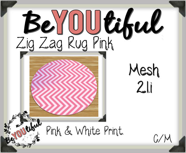 BeYouTiful} Zig Zag Rug Pink
