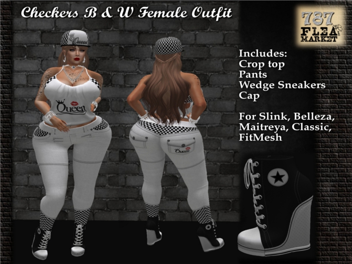 Checkers B & W Female Outfit Slink, Belleza, Maitreya, Classic,
