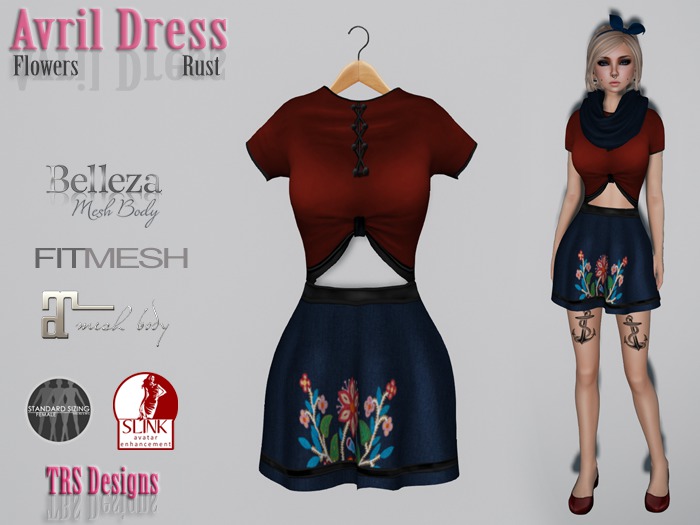 Avril Dress Flowers Rust