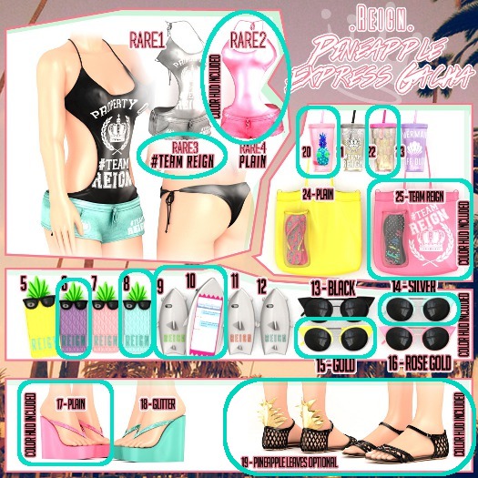 REIGN.- PINEAPPLE EXPRESS SET 1 (2 RARES -11 COMMONS)