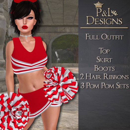 [P&L] Cheerleader Uniform - Full Outfit - Red and Silver