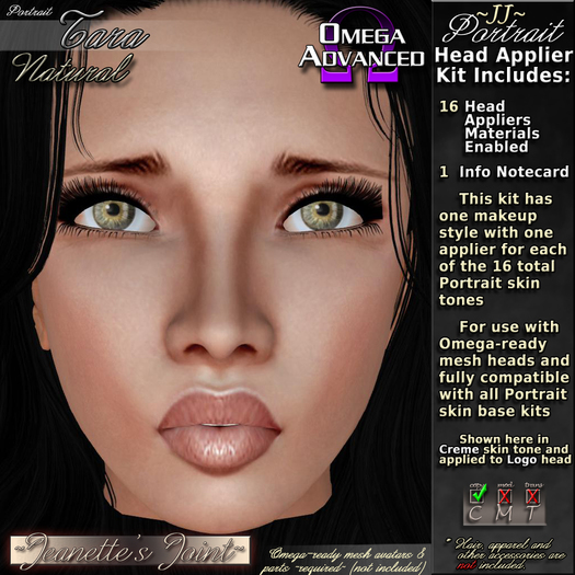 Second Life Marketplace JJ Portrait Omega Head Appliers (Tara/natural)