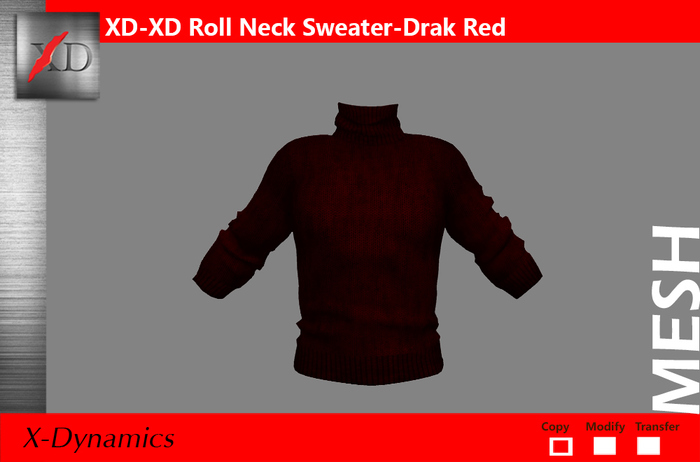 XD-Roll Neck Sweater Dark Red Boxed