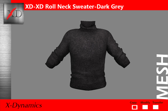 XD-Roll Neck Sweater Dark Grey Boxed