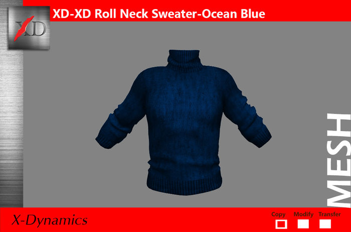 XD-Roll Neck Sweater Ocean Blue Boxed Boxed