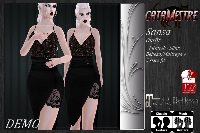 ::GATAMESTRE:: Fitmesh - Sansa Outfit - DEMO
