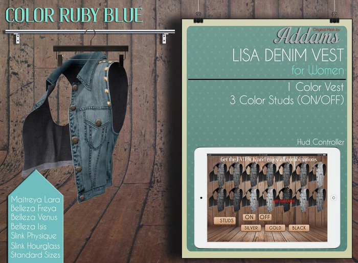Addams // Lisa Denim Vest // Ruby Blue