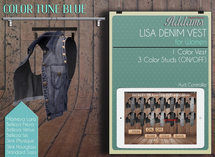 Addams // Lisa Denim Vest // Tune Blue