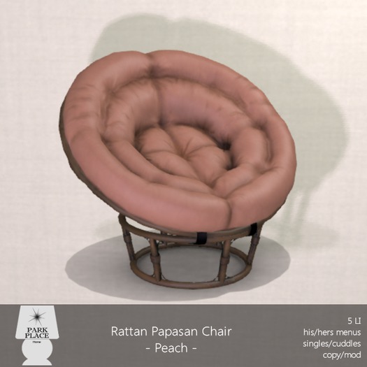 [Park Place] Rattan Papasan Chair - Peach