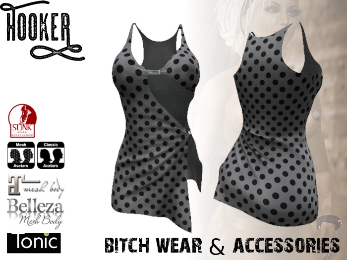 Dress Kendra dotted, grey for Maitreya Lara & SLINK Physique & Hourglass, Belleza, Tonic, TMP