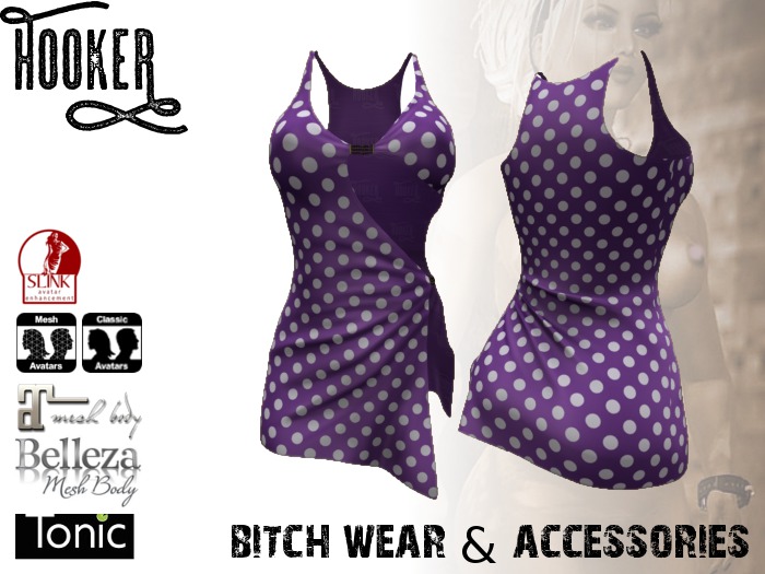 Dress Kendra dotted, purple for Maitreya Lara & SLINK Physique & Hourglass, Belleza, Tonic, TMP