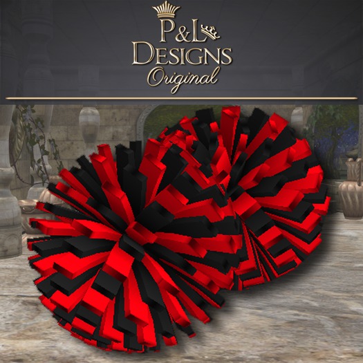 [P&L] Red and Black Pom Poms