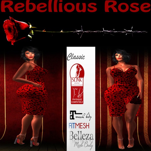 Red Flower Dress w/ Lace Slit